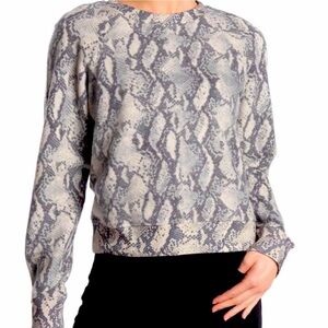 PAIGE Daytona Black on Cream Roccia Snake Print Sweatshirt